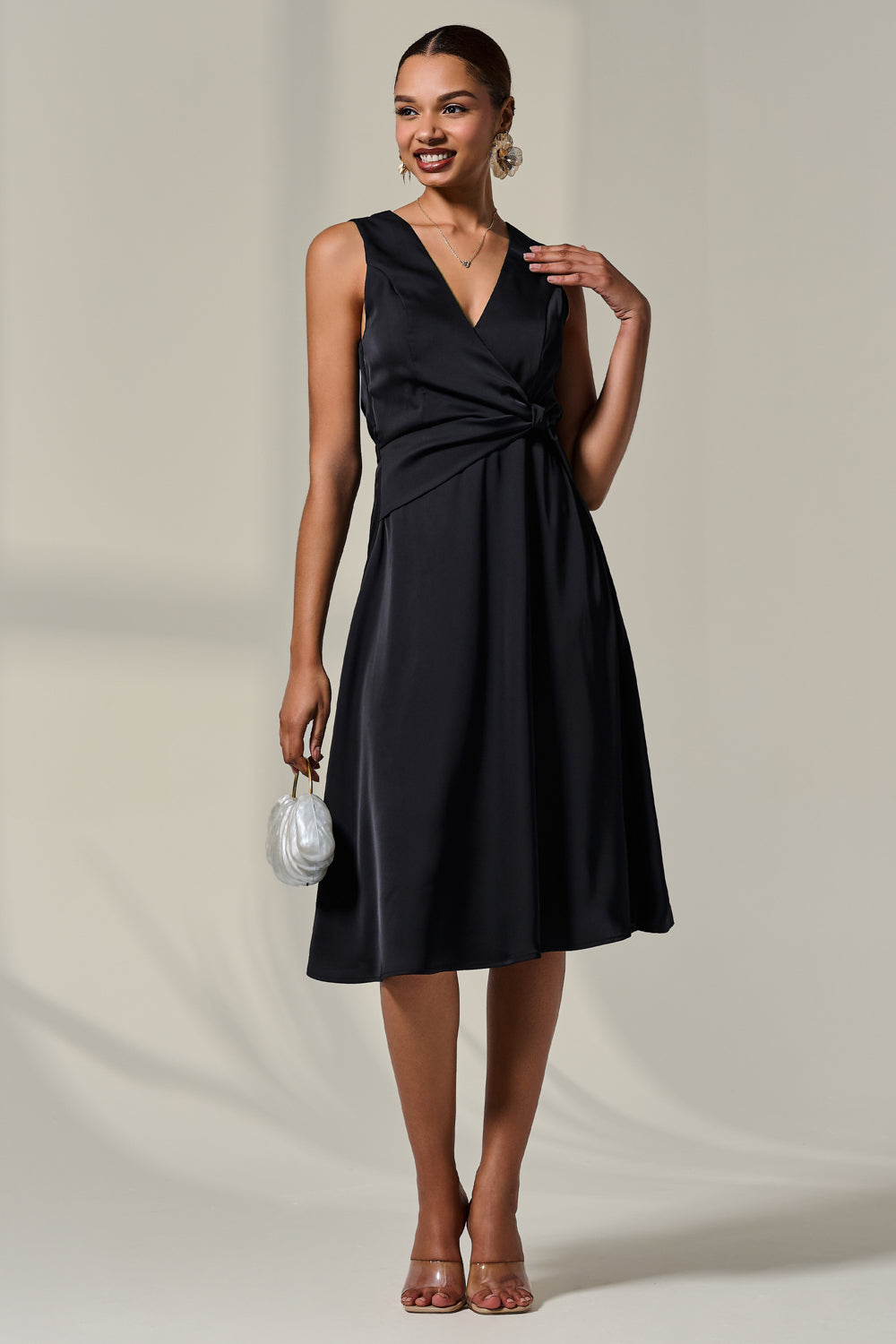 Sleeveless Waist Detail Midi Dress Styled View