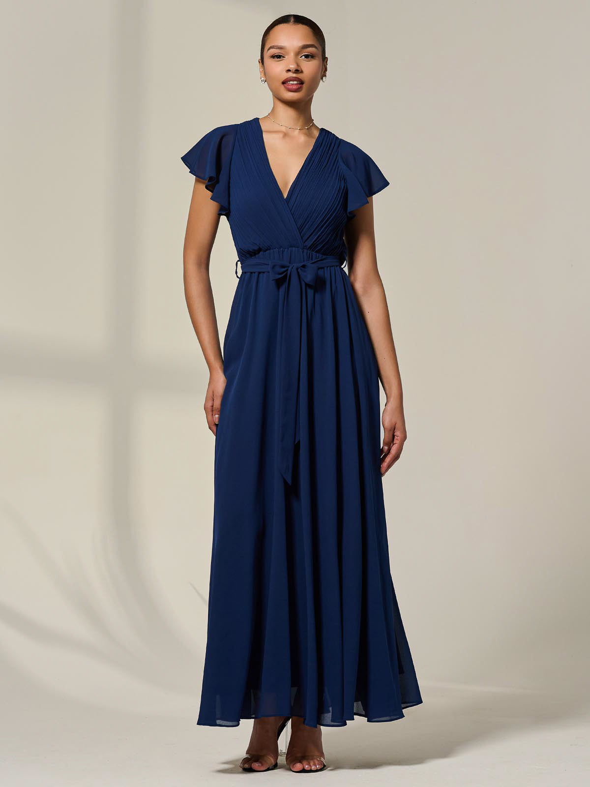 Chiffon Flutter Sleeve Maxi Dress Styled View