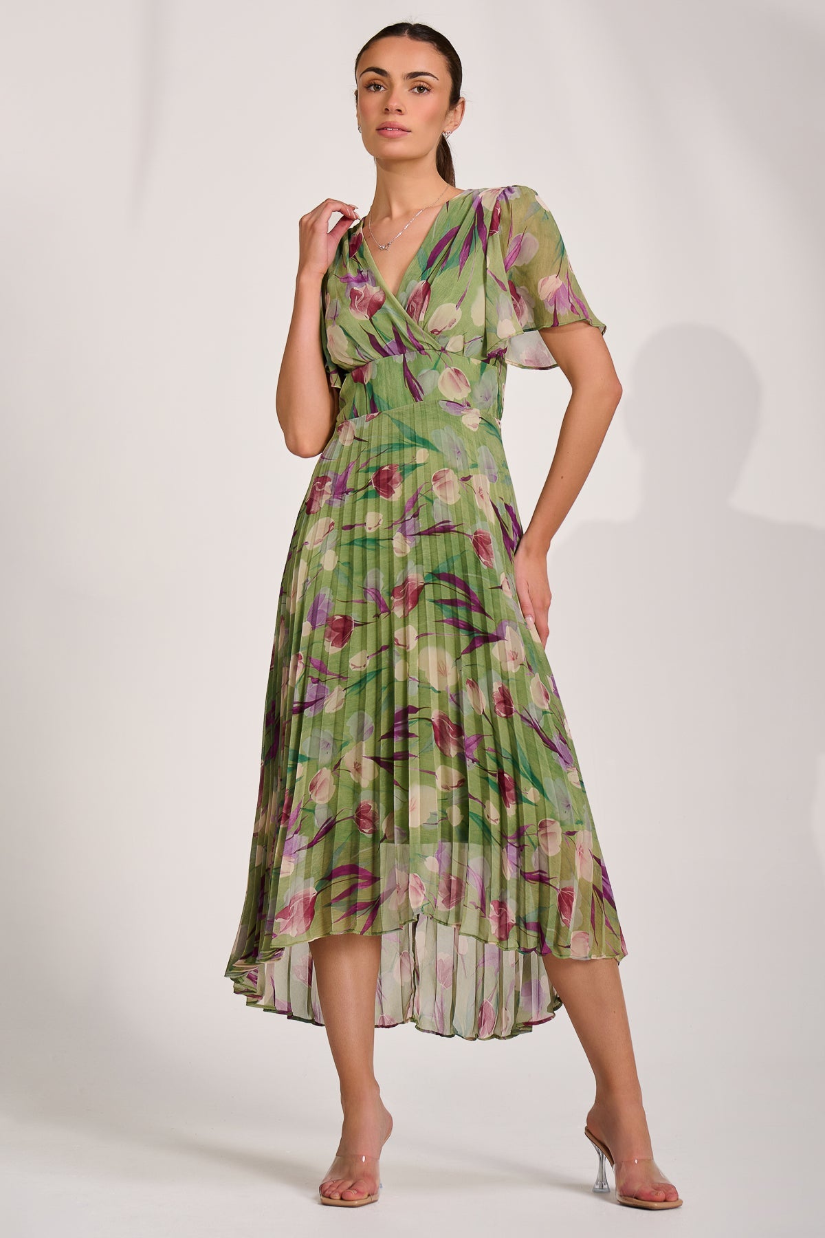 Chiffon Pleated Maxi Dress Detail View