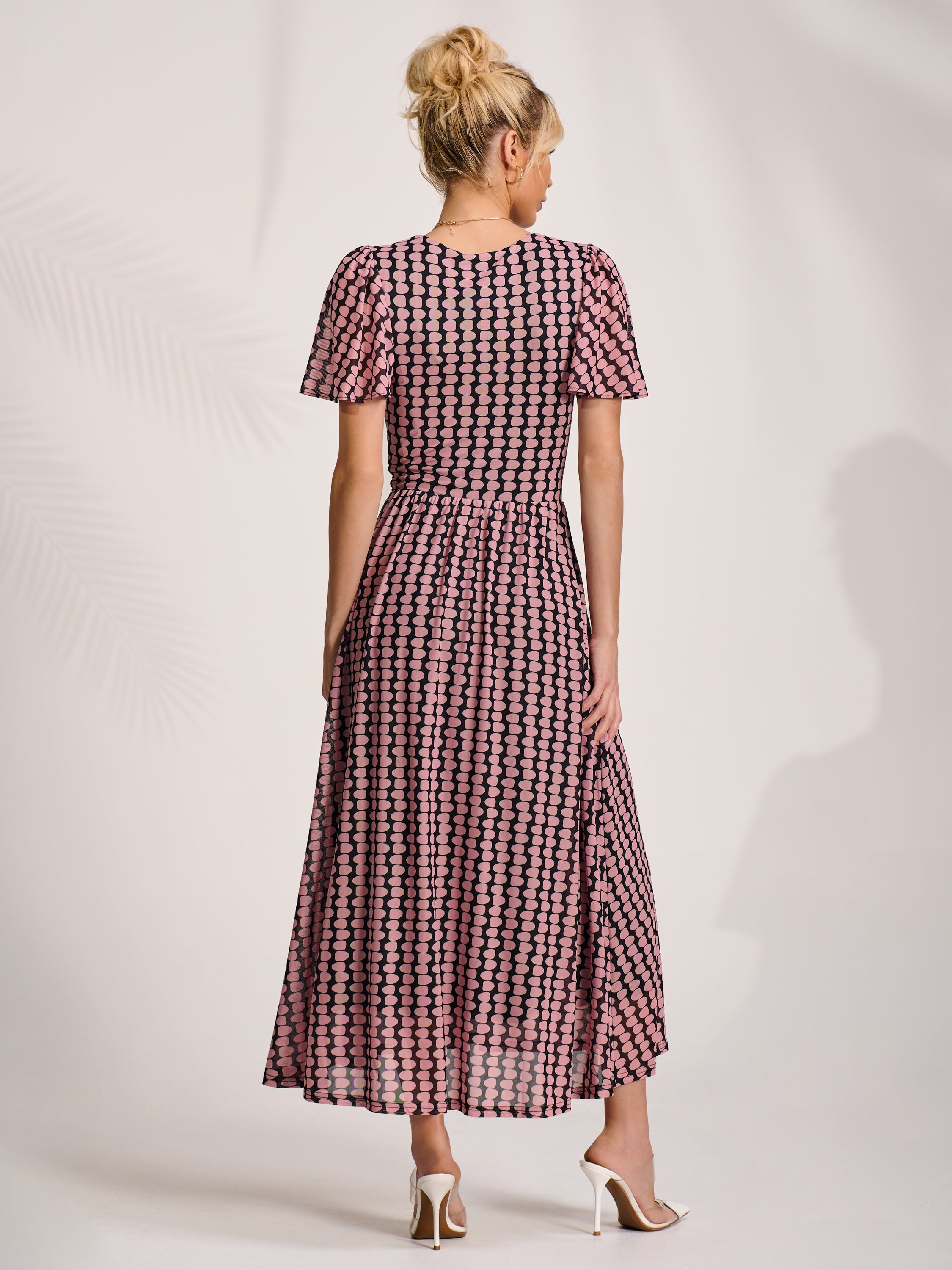 Anja | Women's Abstract Mesh Short-Sleeve Midaxi Dress