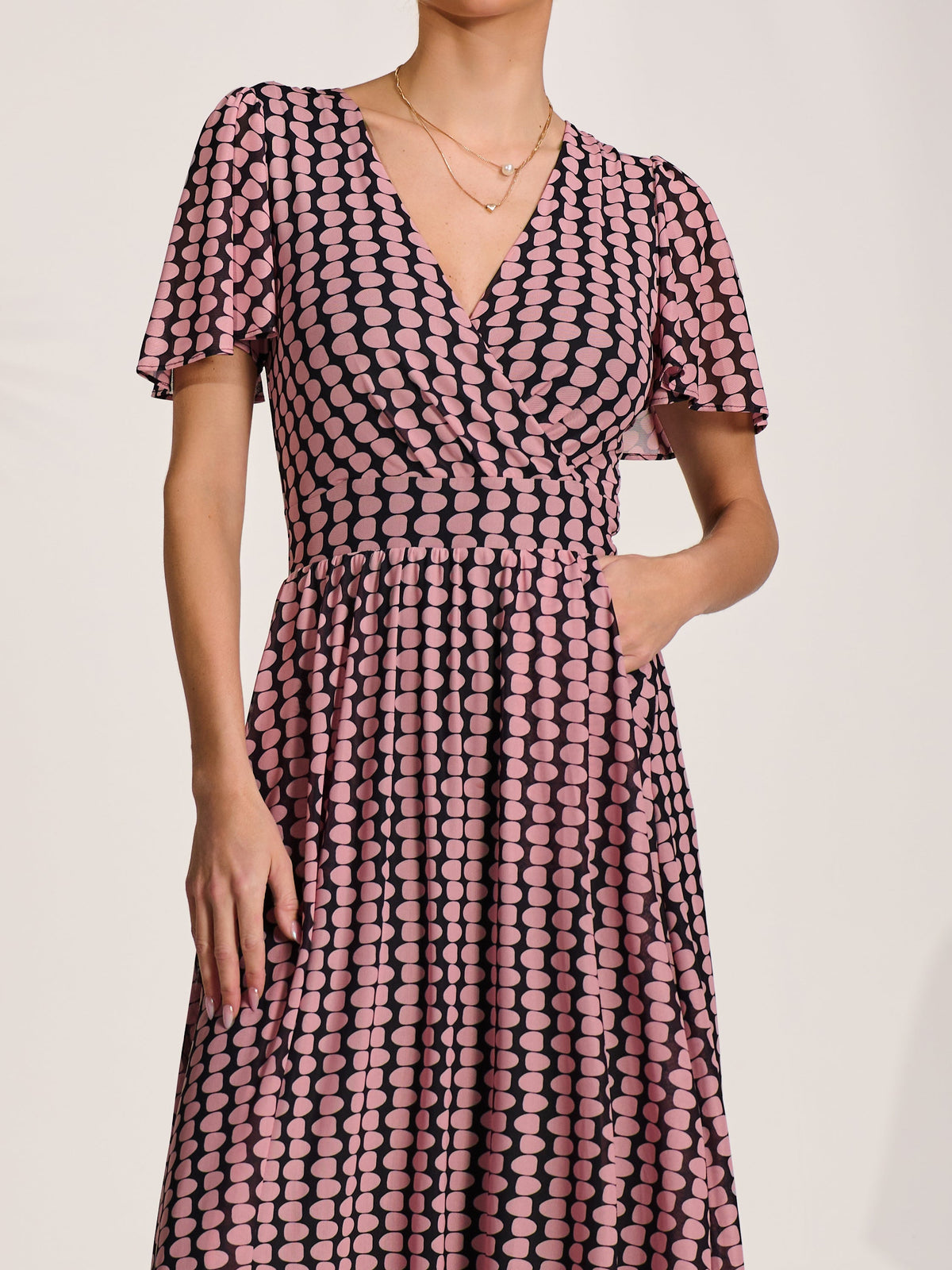 Anja | Women's Abstract Mesh Short-Sleeve Midaxi Dress