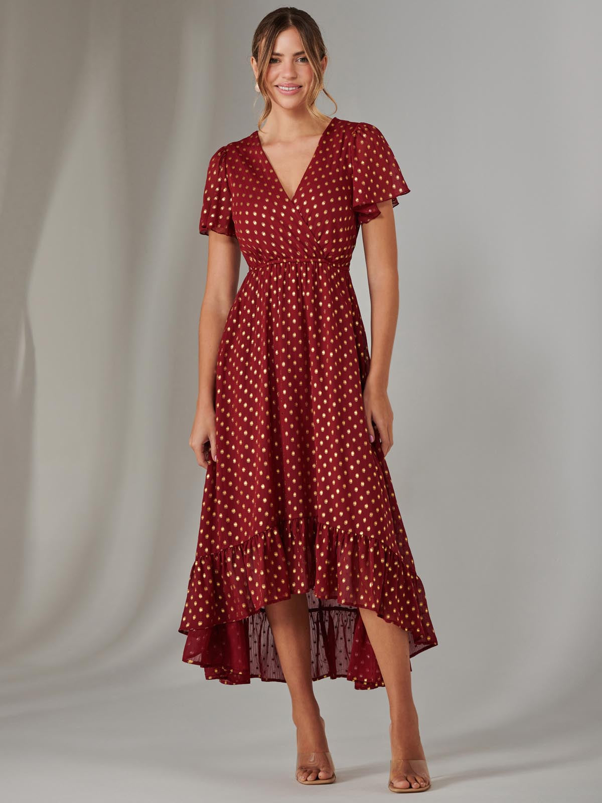 Chiffon Short Sleeve Midaxi Dress Detail View