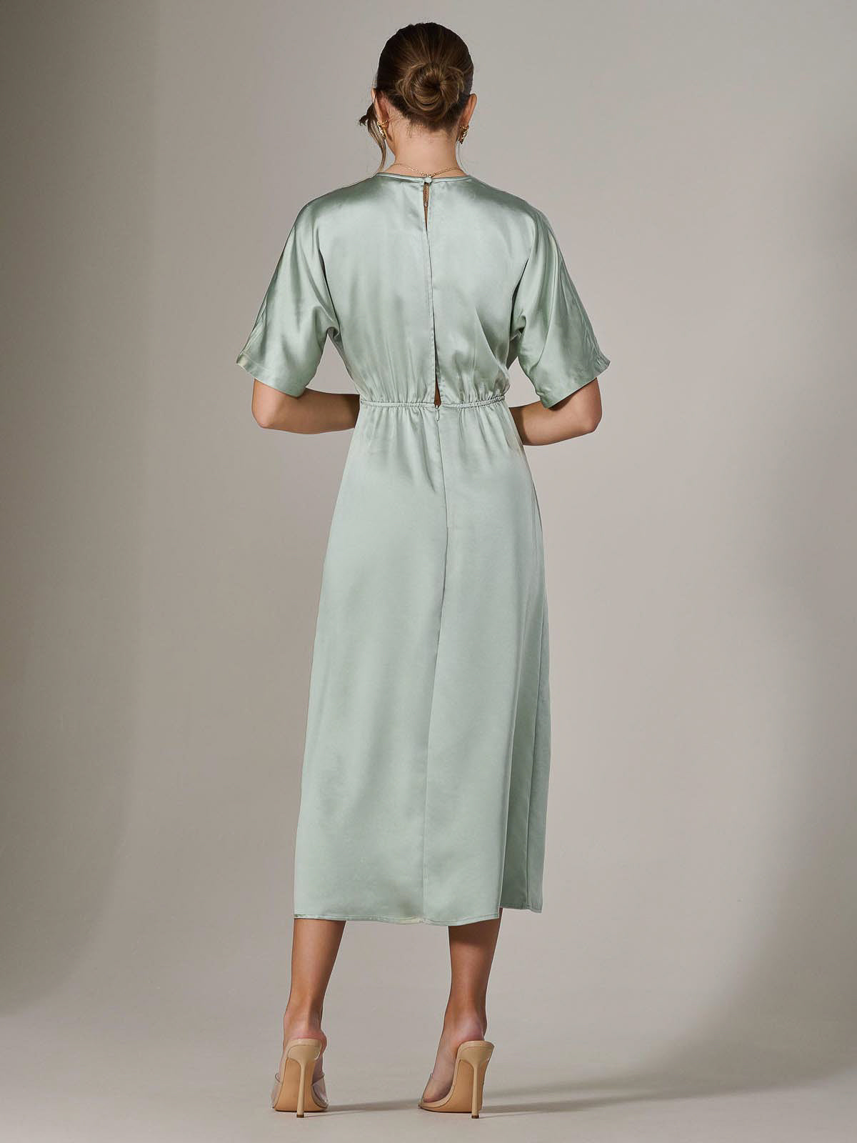 Satin A-Line Midaxi Dress Back View