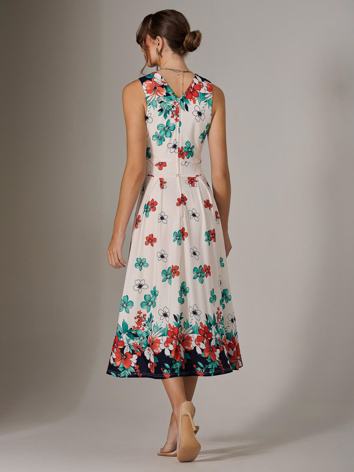 Jersey Sleeveless Midi Dress Back View