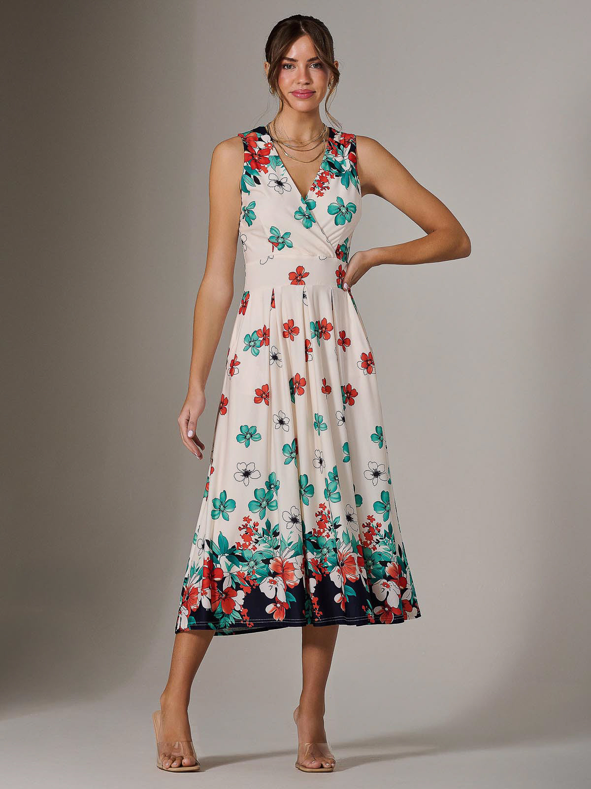 Jersey Sleeveless Midi Dress Detail View