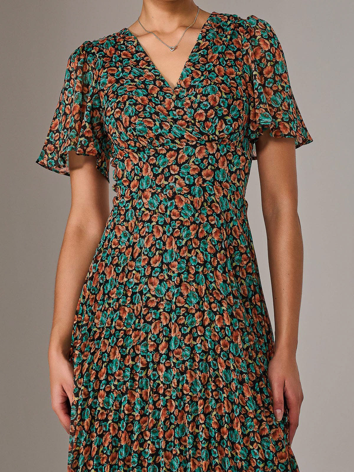 Charlotte Pleated Chiffon Midaxi Dress Side View