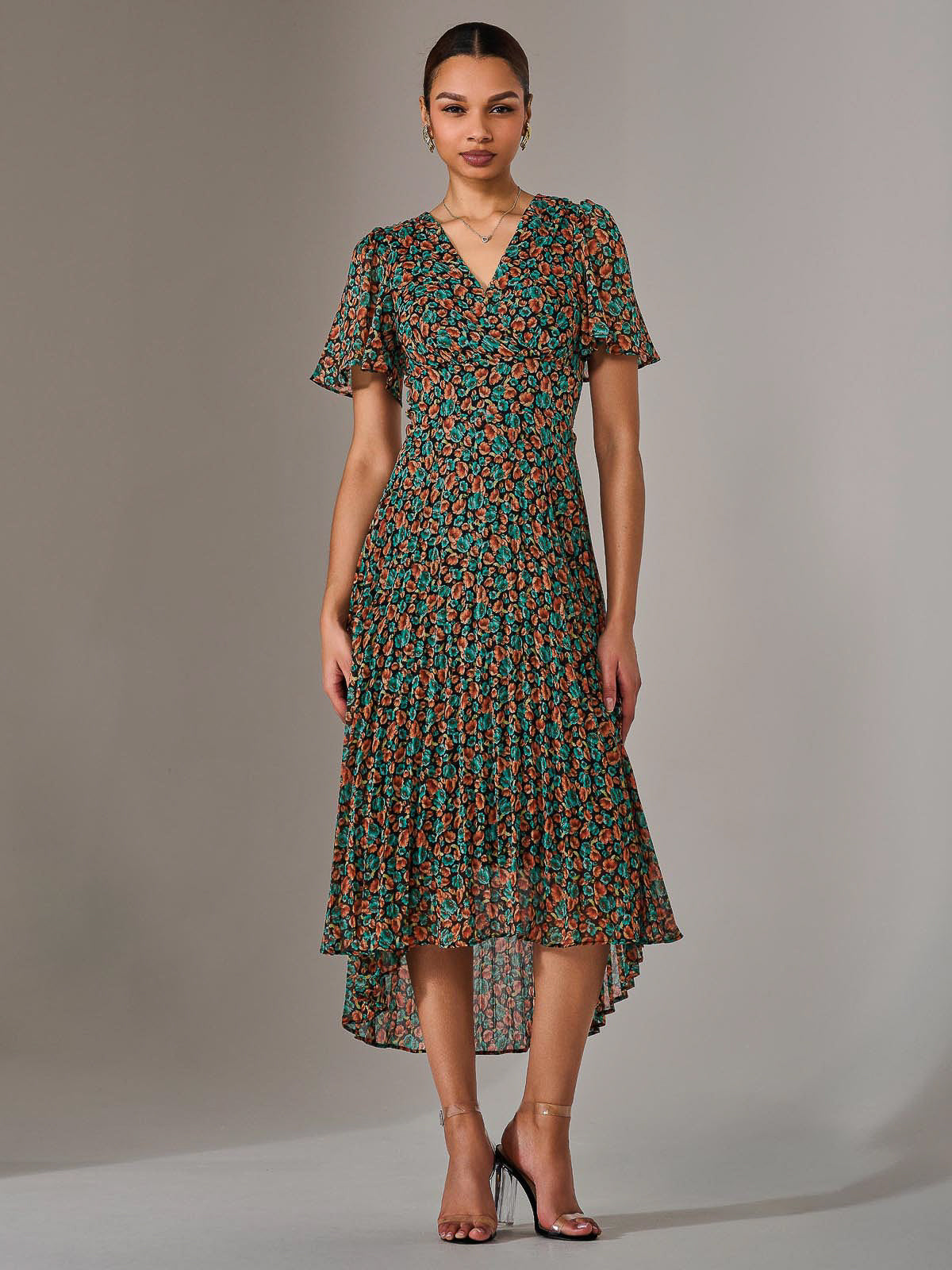 Charlotte Pleated Chiffon Midaxi Dress Styled View