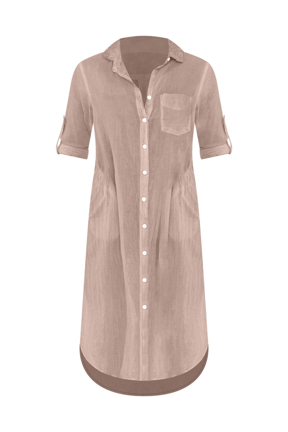 Hailey Taupe Cotton Button Kaftan Front View