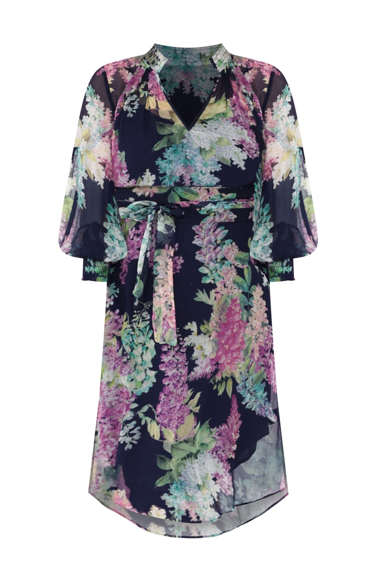 Lane Navy Wisteria Tie Dress Back View