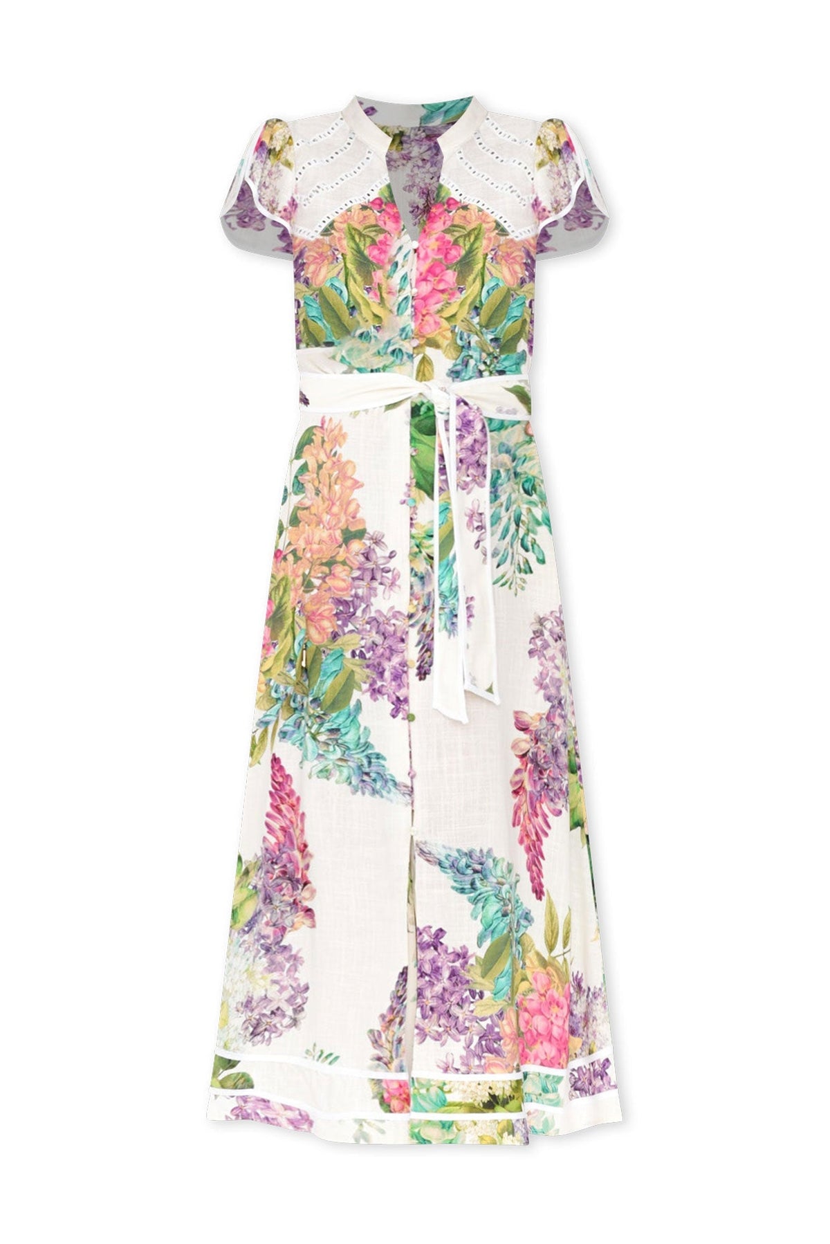 Cristina Wisteria Alba Linen Blend Dress Back View