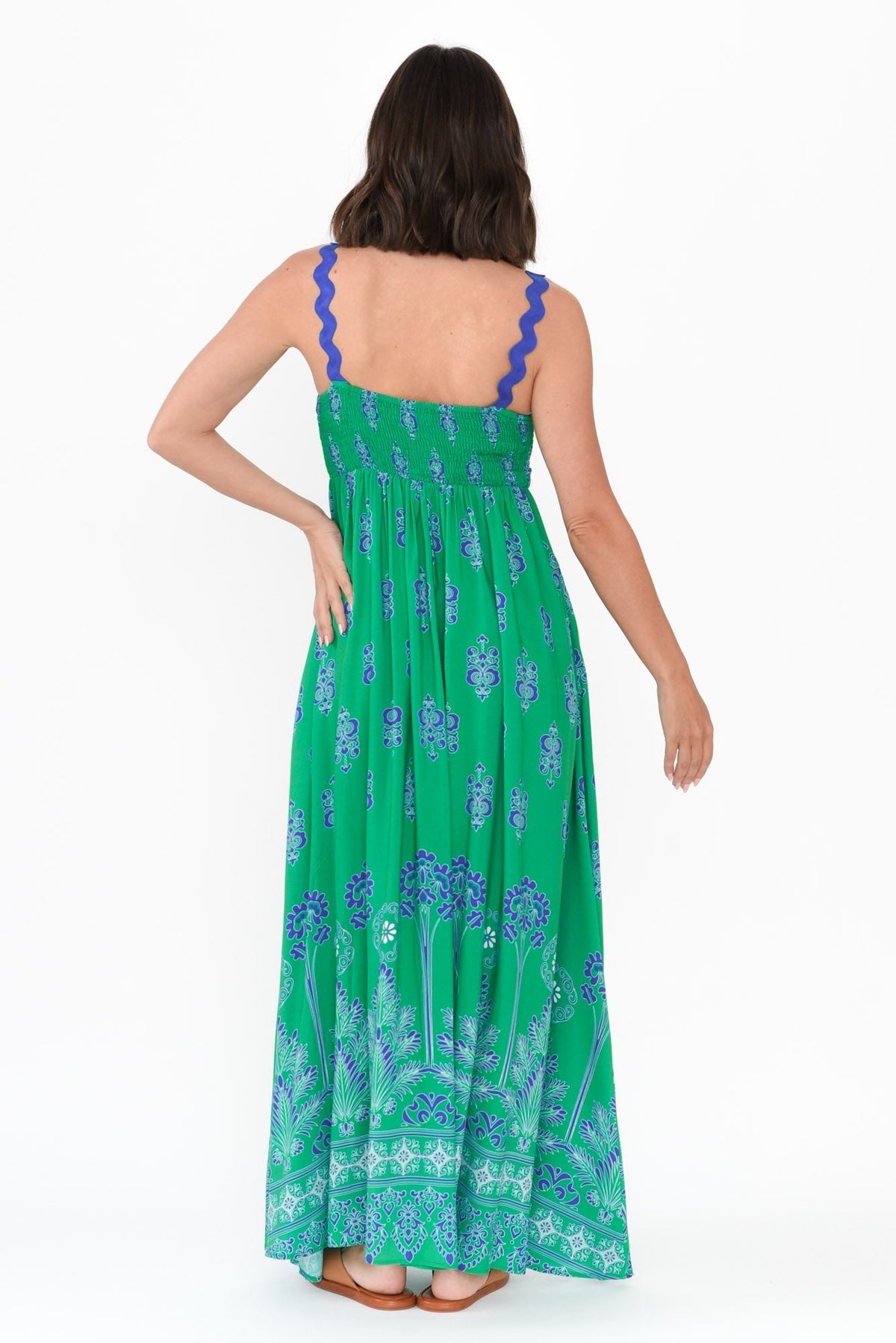 Annalise Green Mosaic Maxi Dress Side View