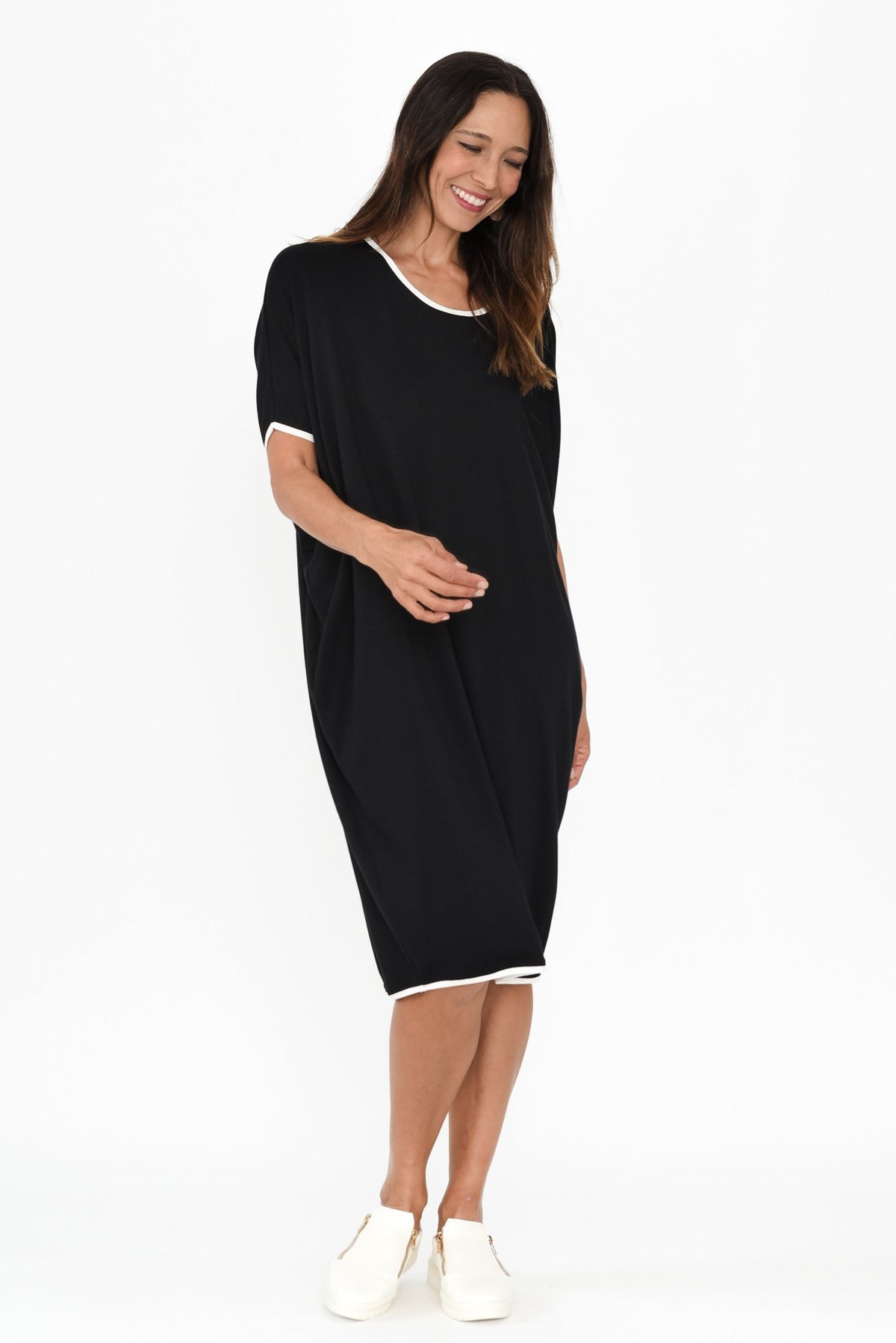 Black Contrast Maui Dress Front View 2