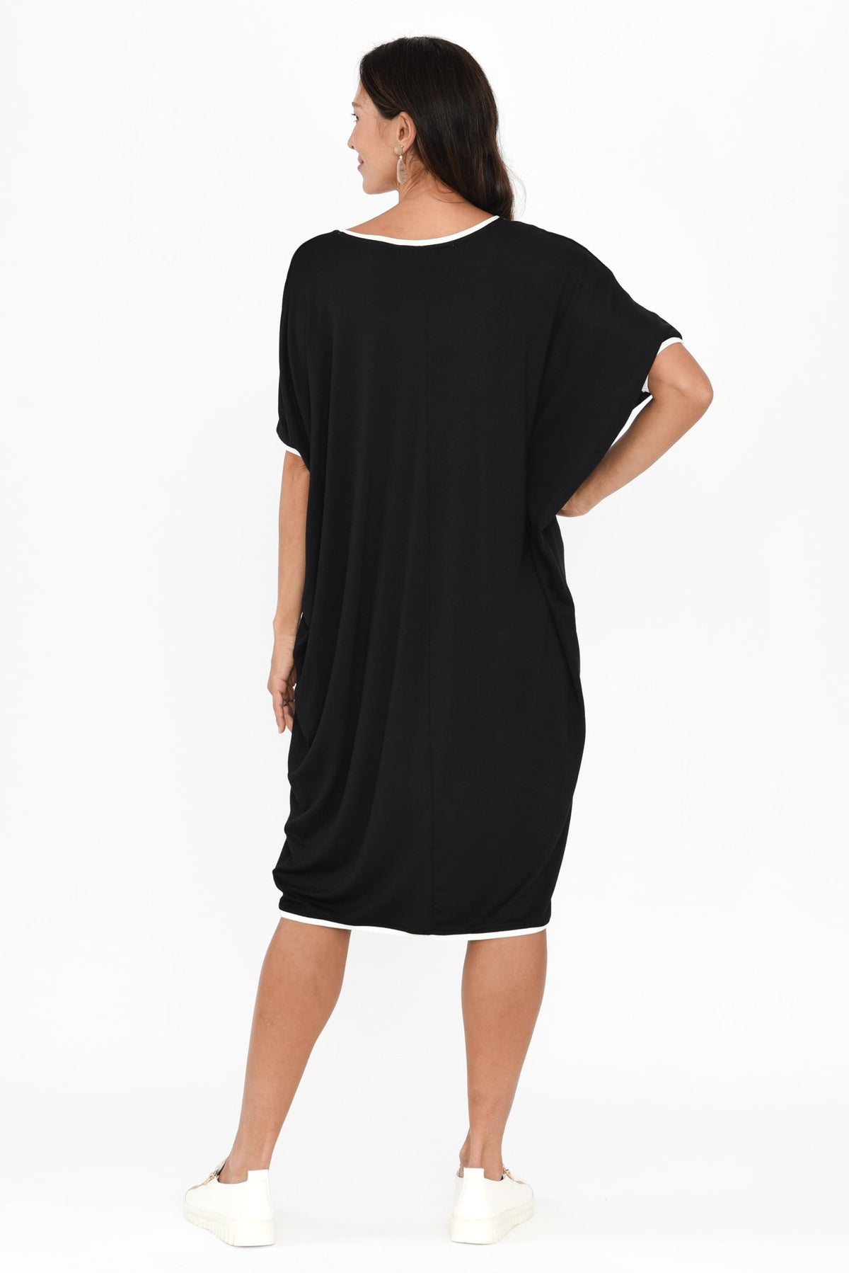 Black Contrast Maui Dress Detail View