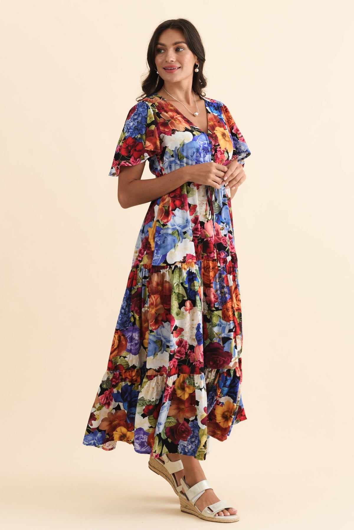 Butler Orange Garden Tie Maxi Dress Back View