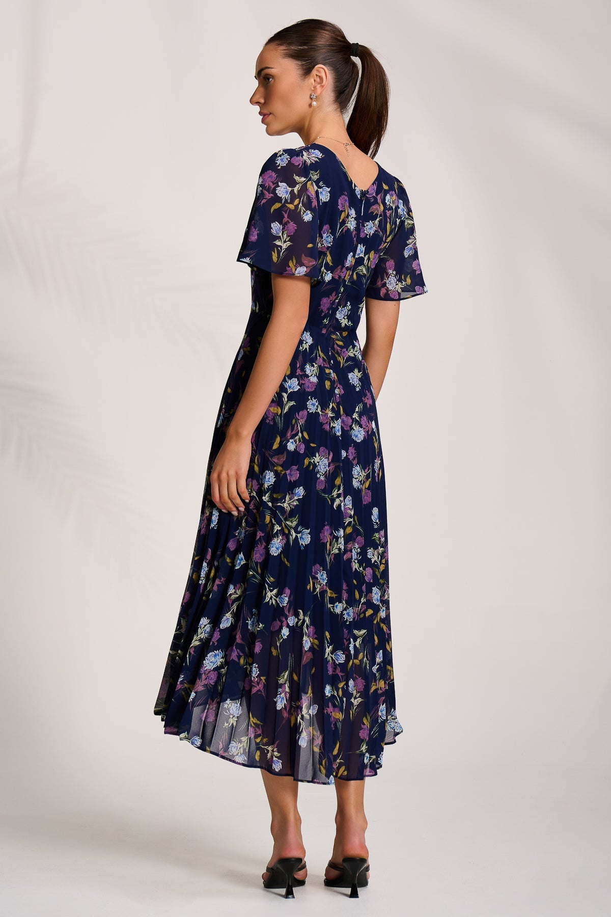 Printed Chiffon Pleated Maxi Dress Detail View