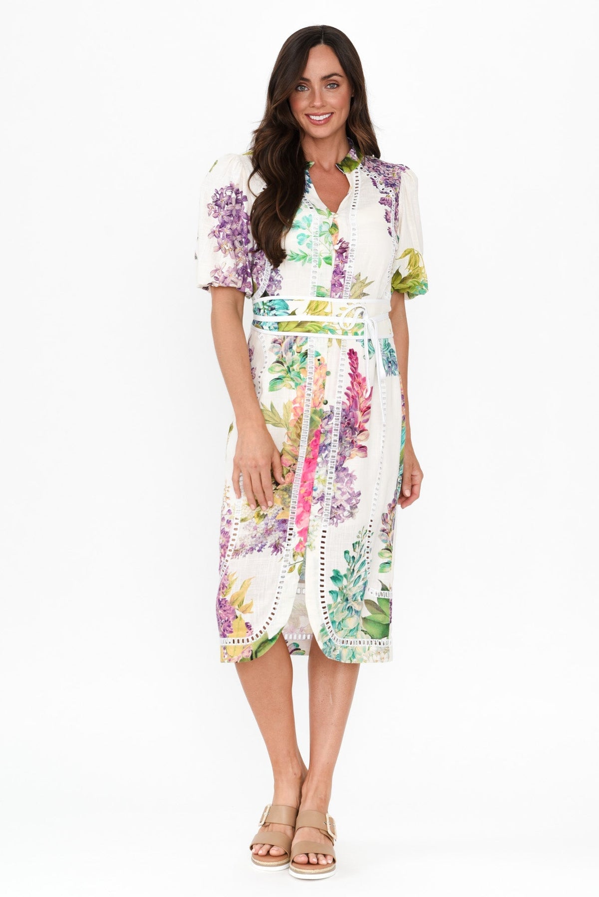 Carlyle Wisteria Alba Linen Blend Dress Back View