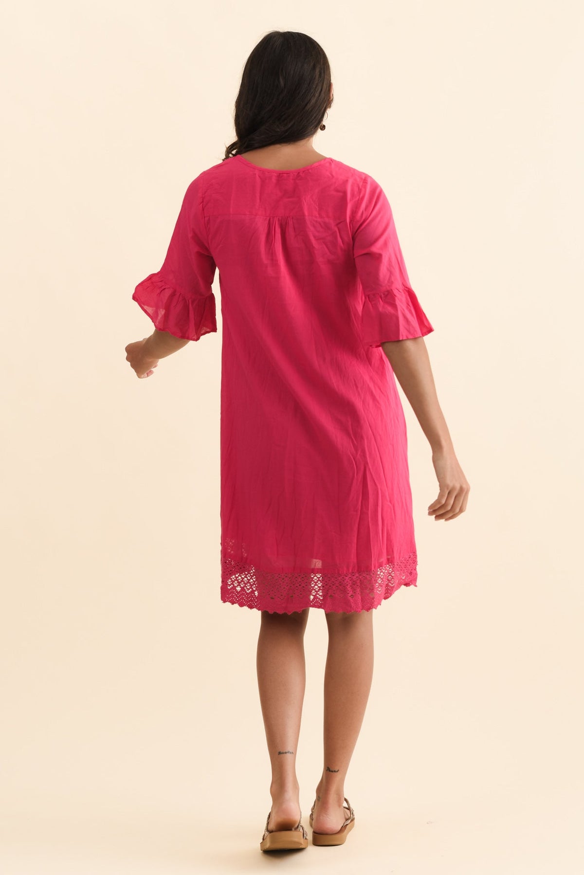 Cayman Fuchsia Cotton Tunic Dress Side View