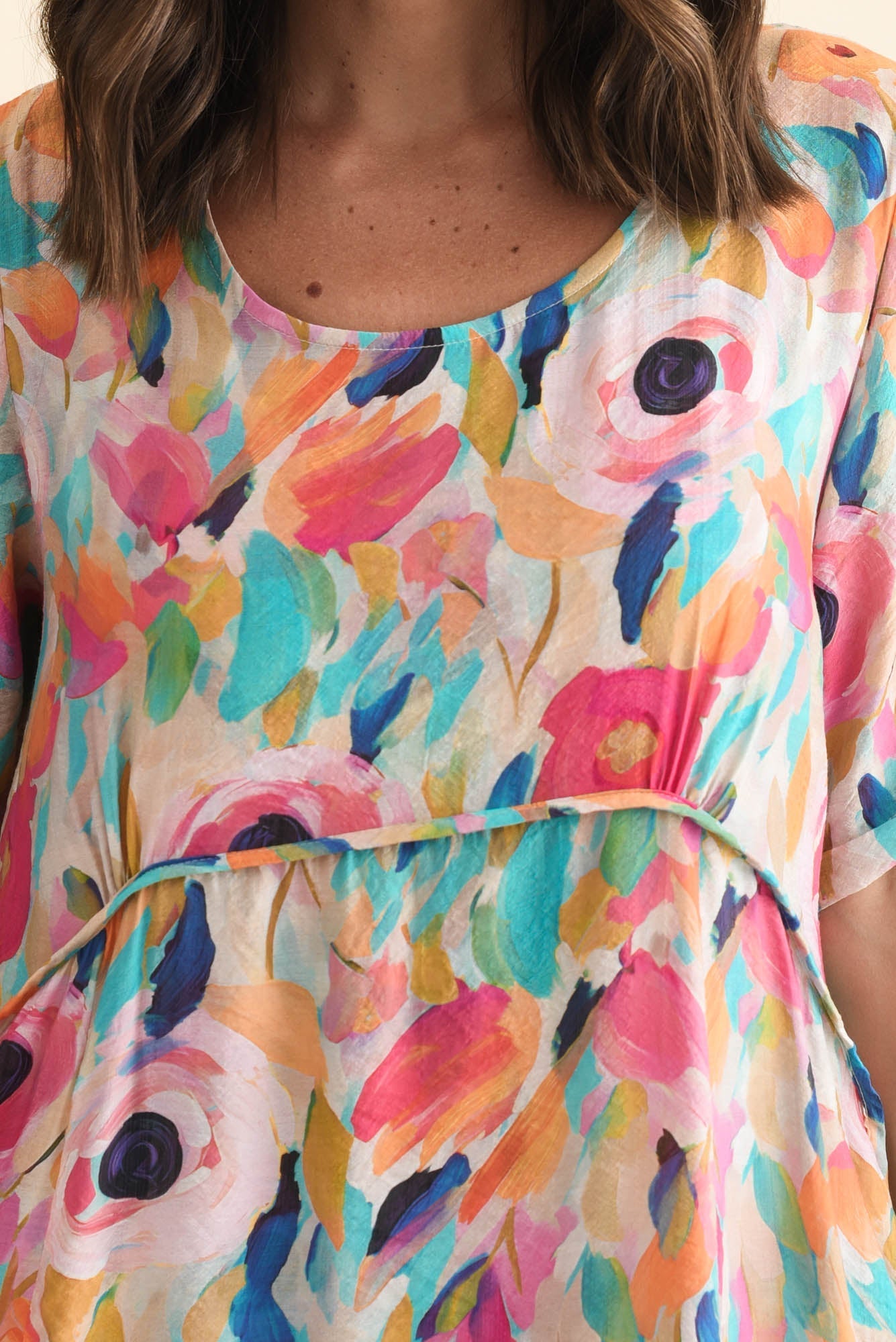 Christie Pink Floral Pocket Dress Detail View