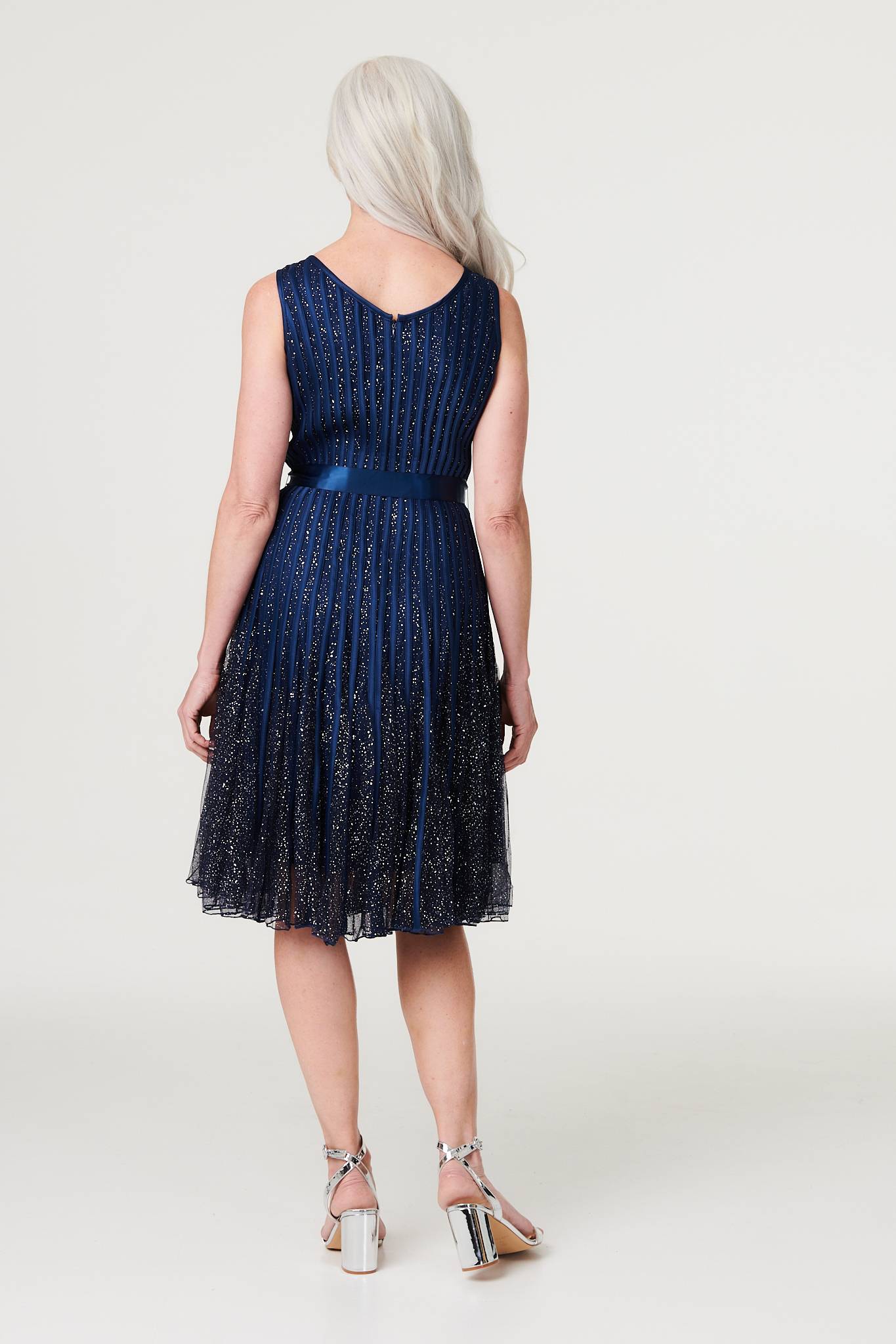 Sequin Sleeveless Tie Waist Dress Side View