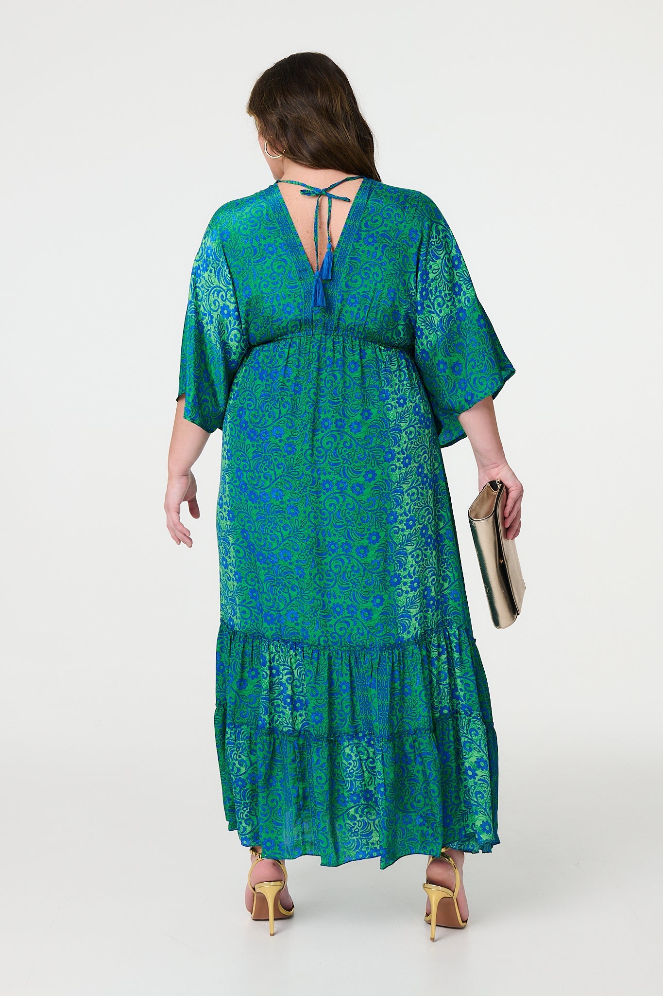 Floral Batwing Maxi Dress Back View