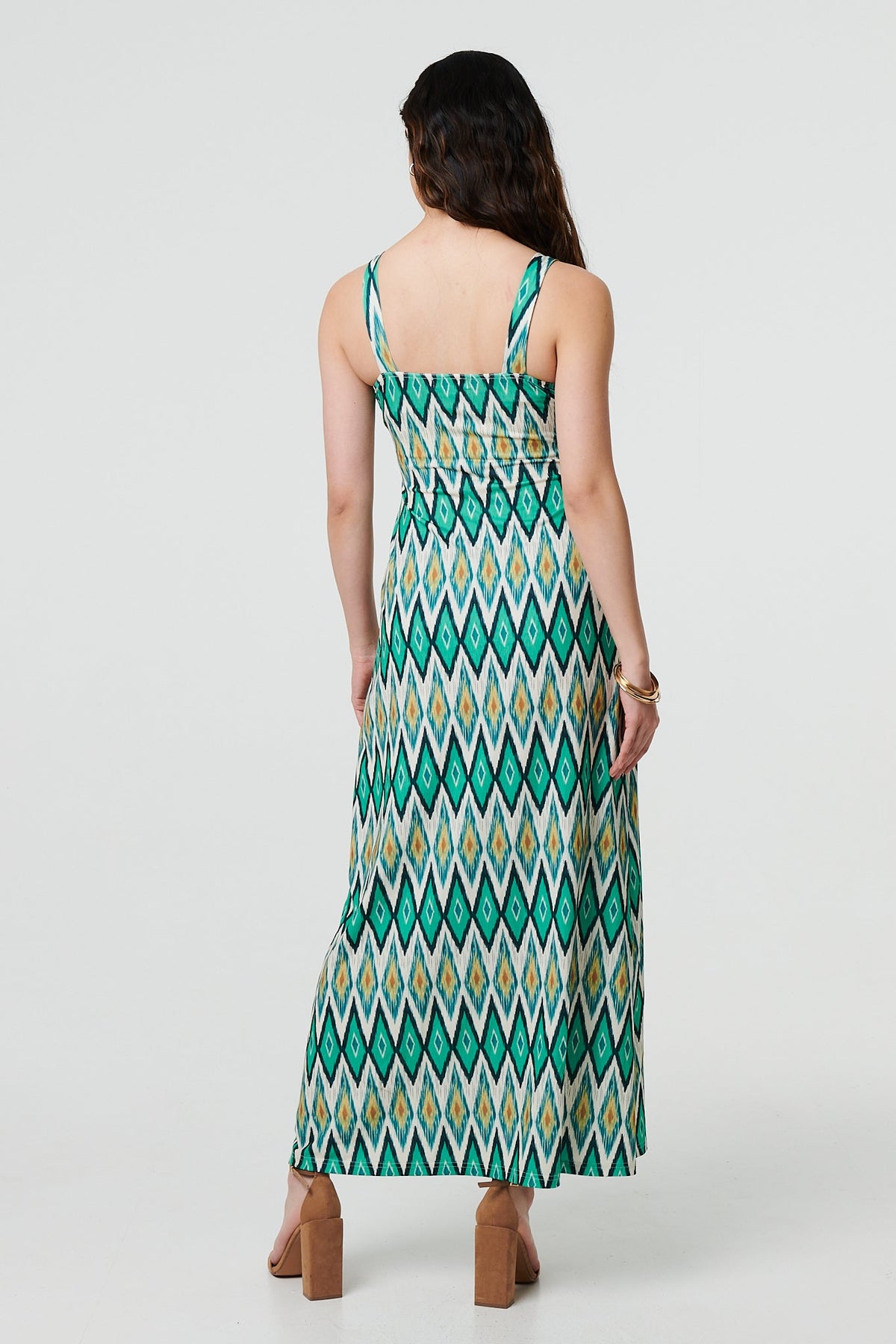 Abstract Print Sleeveless V-Neck Maxi Dress Side View