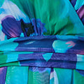 Printed Short Sleeve Pleated Wrap Midi Dress Front View 2