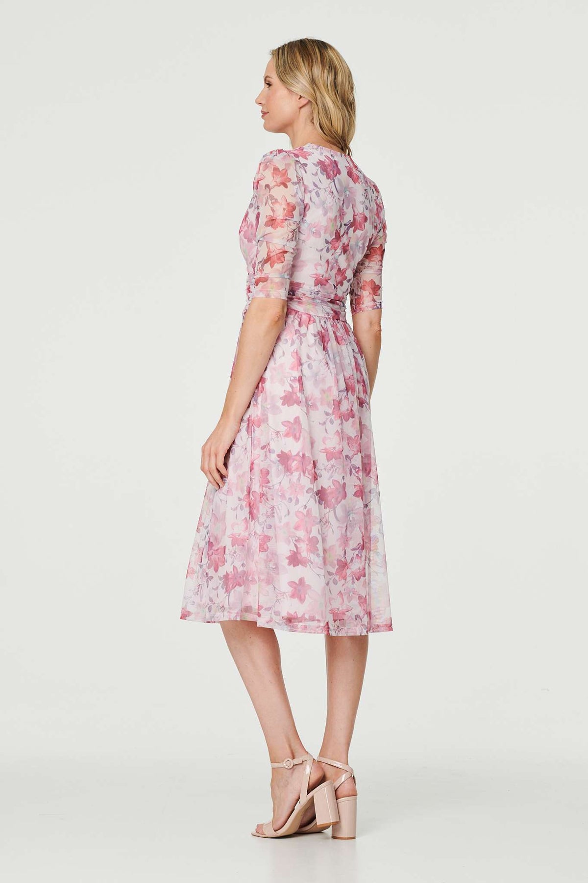 Floral Wrap Front Tea Dress Back View 2