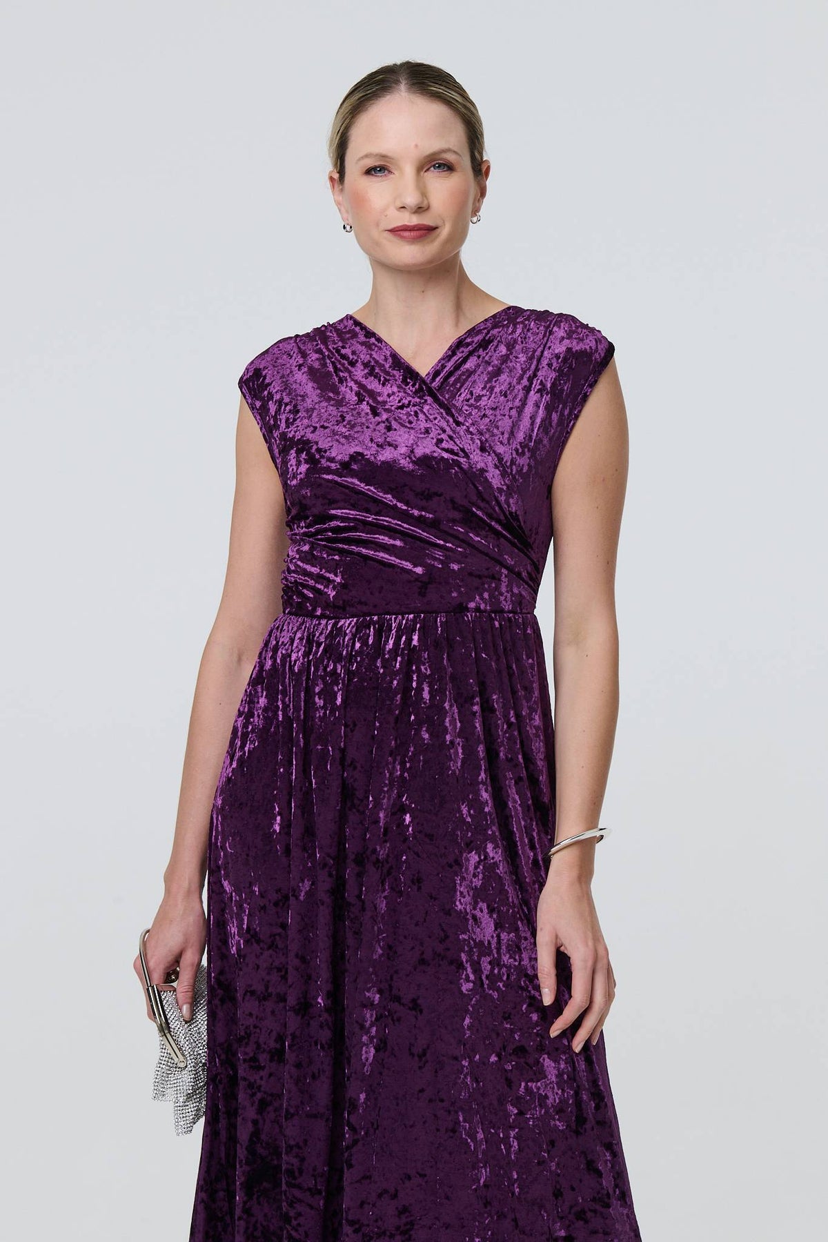 Crushed Velvet Fit & Flare Midi Dress Styled View