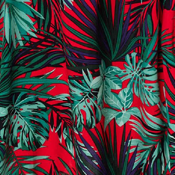 Leaf Print Sleeveless Tunic Dress Full Length View 2