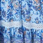 Floral Cap Sleeve Lace Trim Midi Dress Side View 2