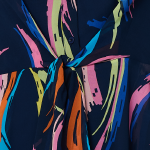 Abstract Tie Front Midi Shirt Dress Full Length View