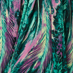 Feather Print 1/2 Sleeve Wrap Midi Dress Detail View 2