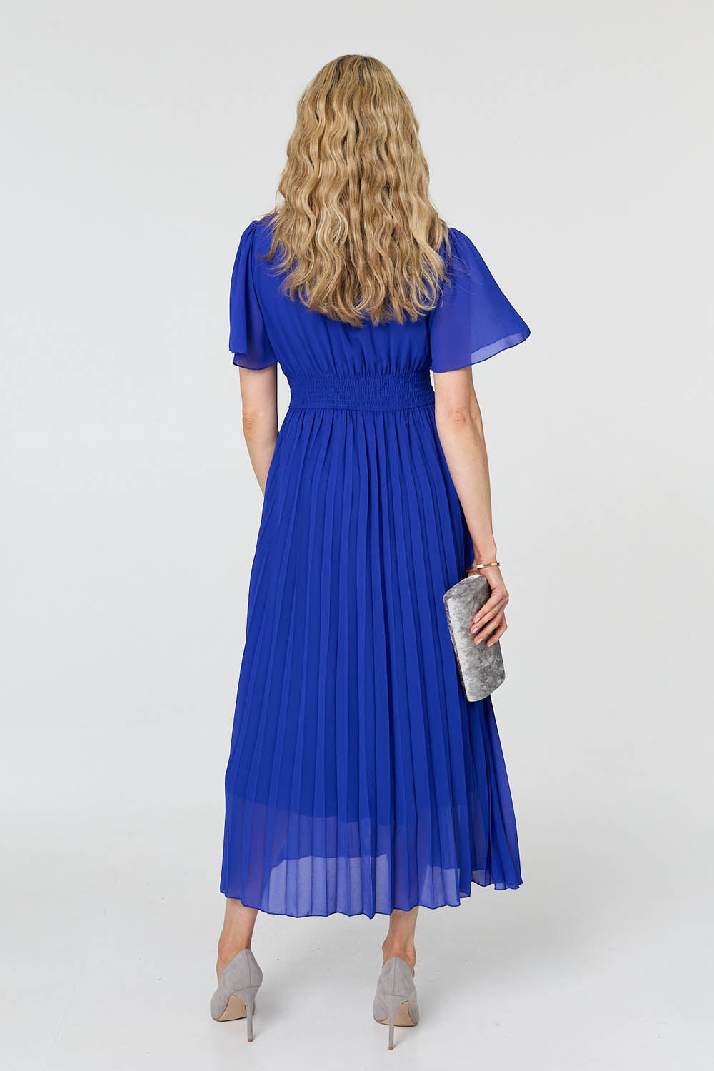 Pleated Semi Sheer Layered Maxi Dress Side View