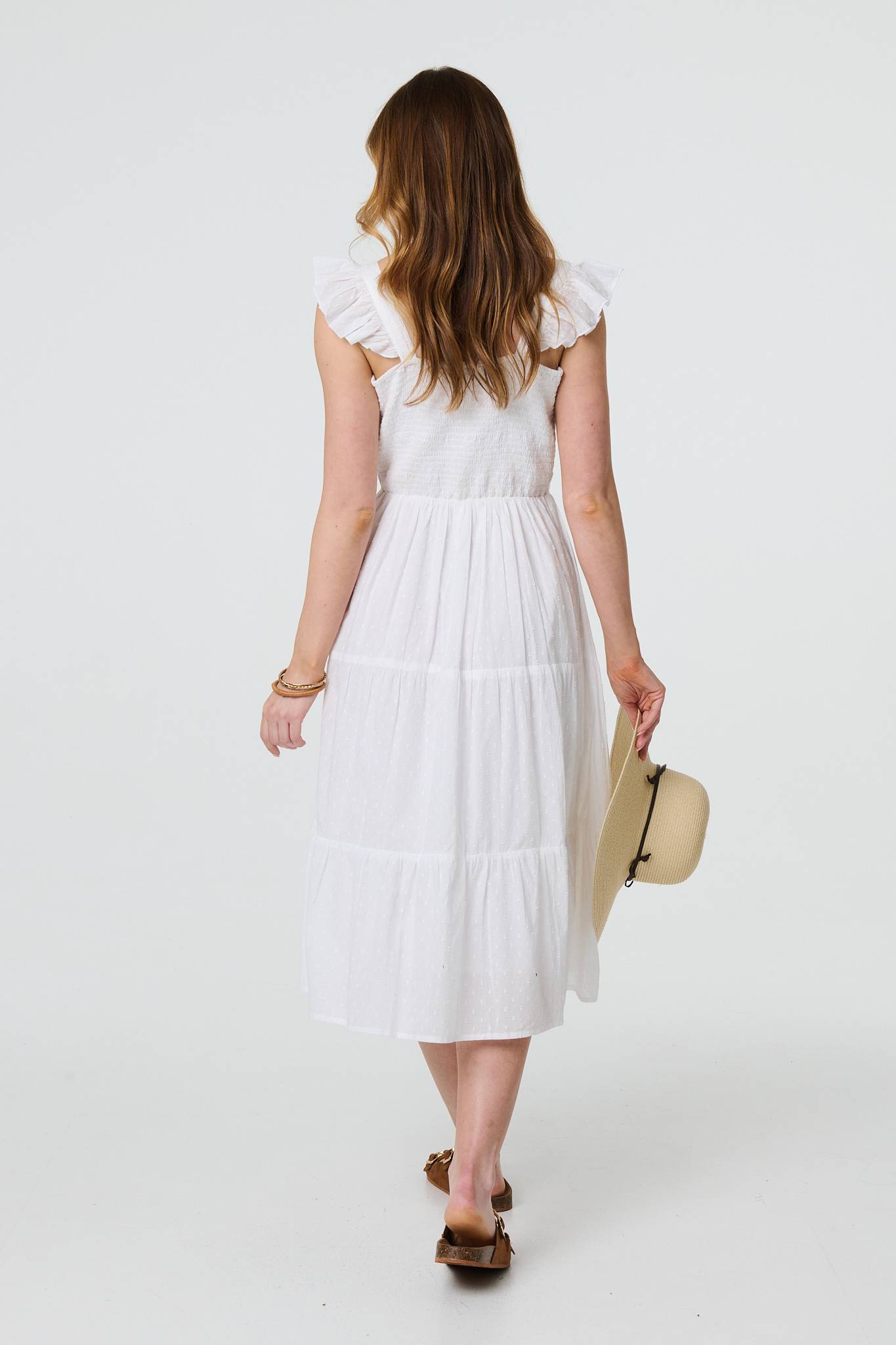 Broderie Anglaise Frill Strap Maxi Dress Styled View