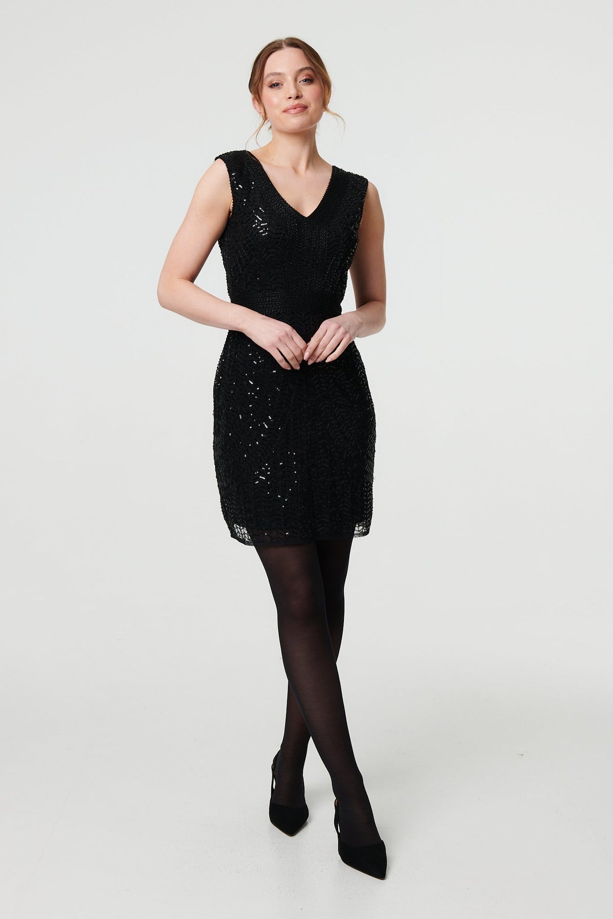 Sequin Embellished Sleeveless Mini Dress Side View