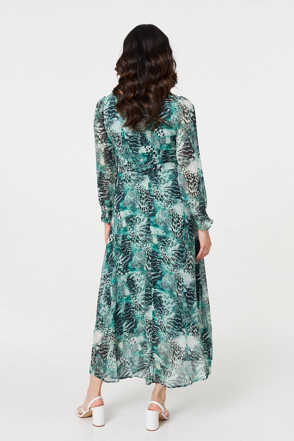 Animal Print Semi Sheer Maxi Dress Side View