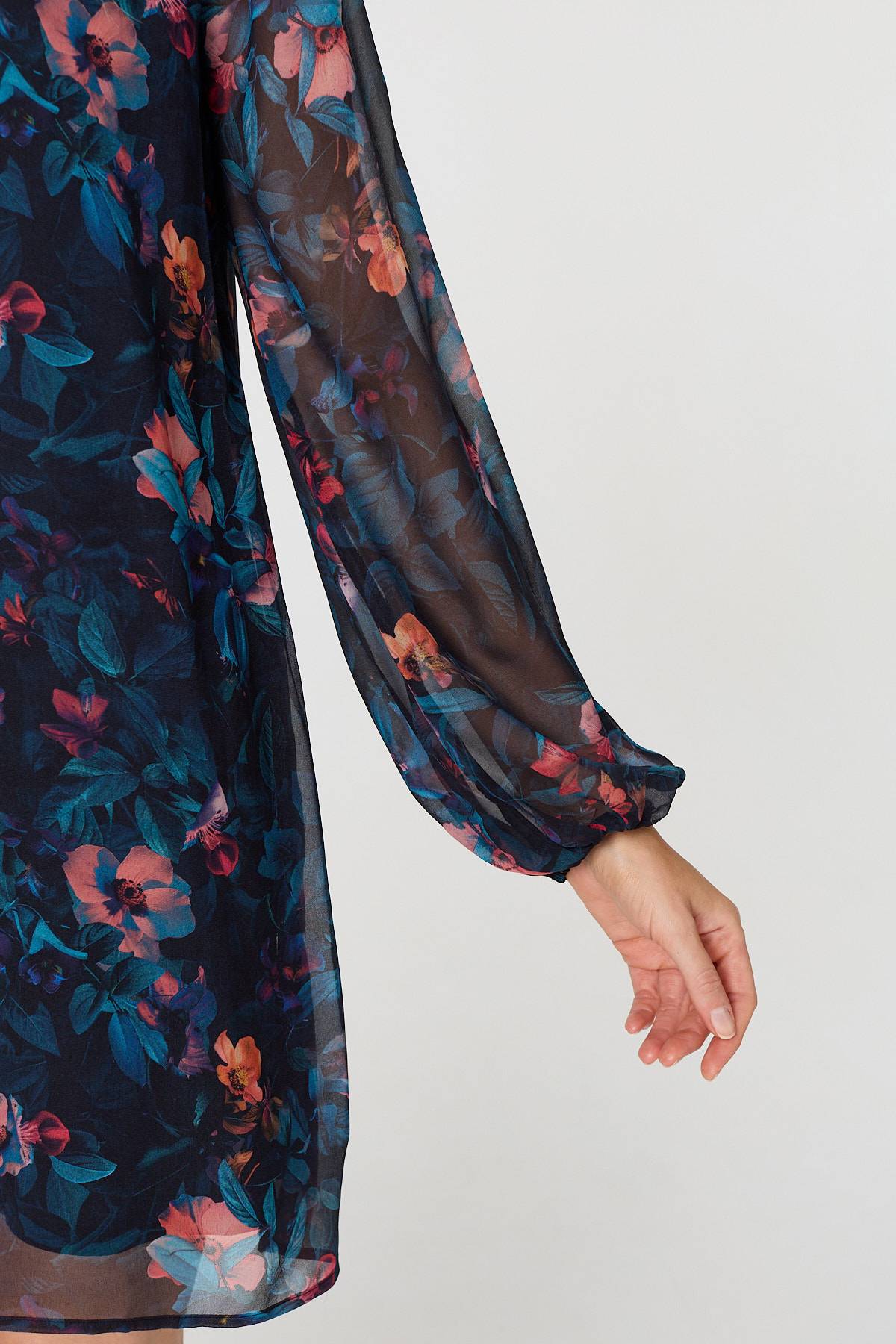 Floral Layered Long Sleeve Short Dress Styled View