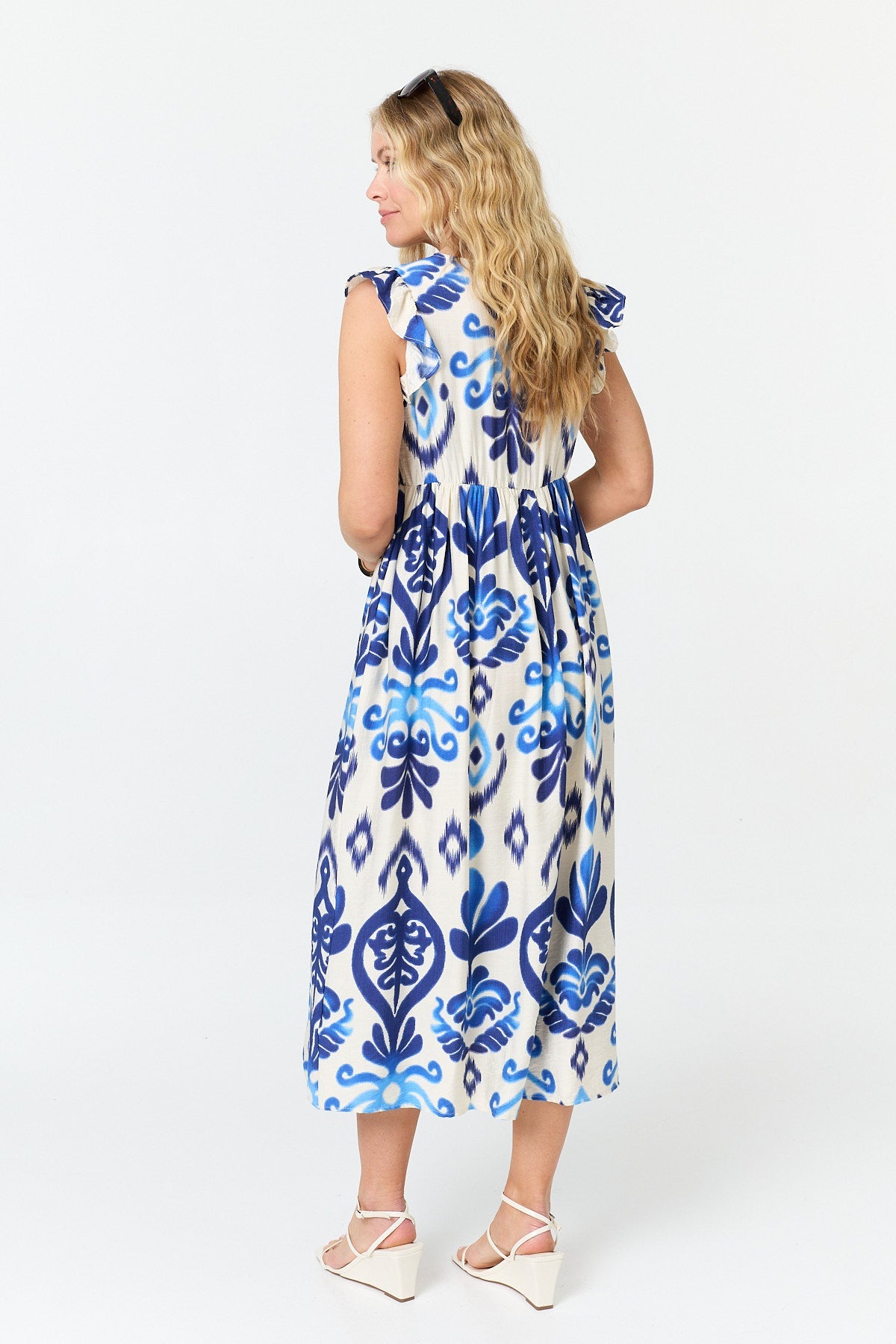 Printed Cap Sleeve Relaxed Maxi Dress Side View