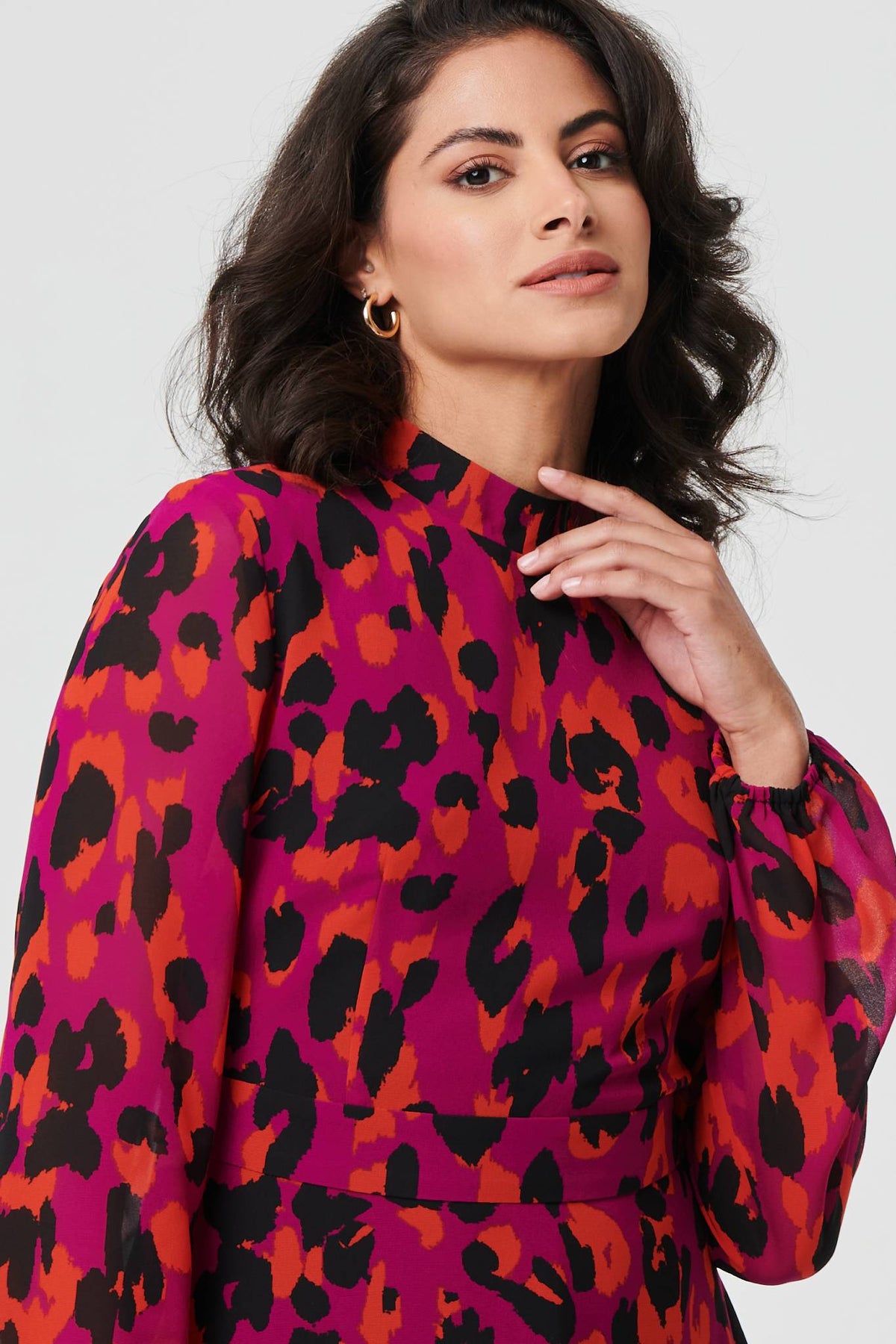 Animal Print Tie Waist Mini Skater Dress Detail View
