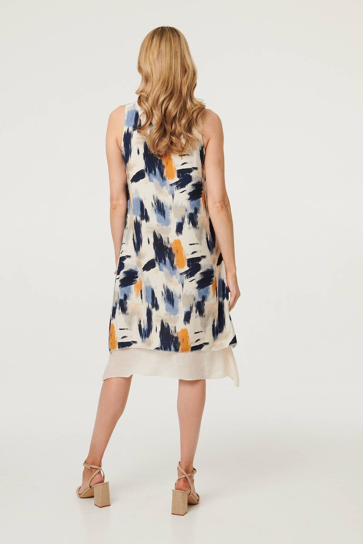 Brushstroke Print Knee Length Dress Side View