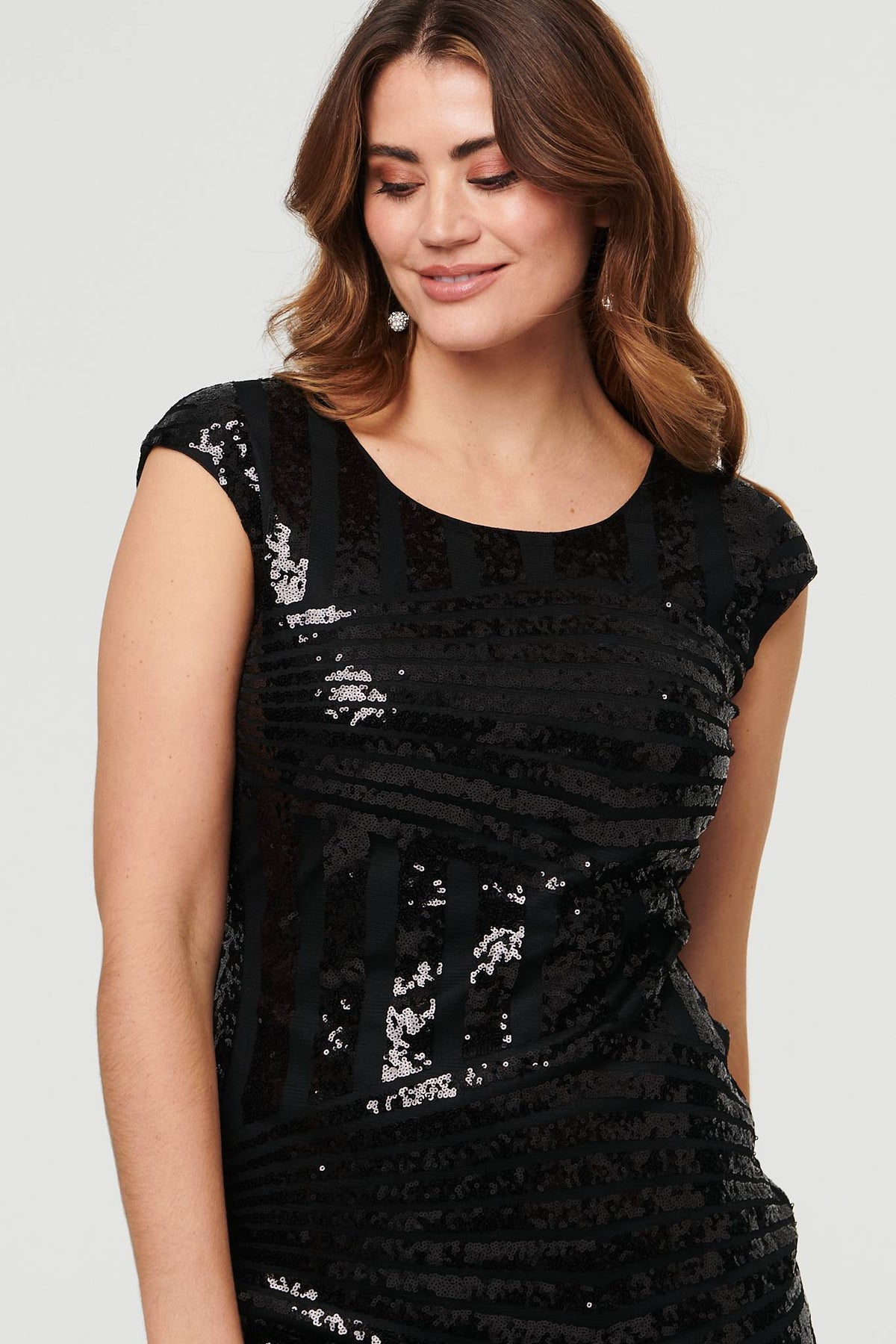 Sequin Embellished Fringed Midi Dress Front View 2