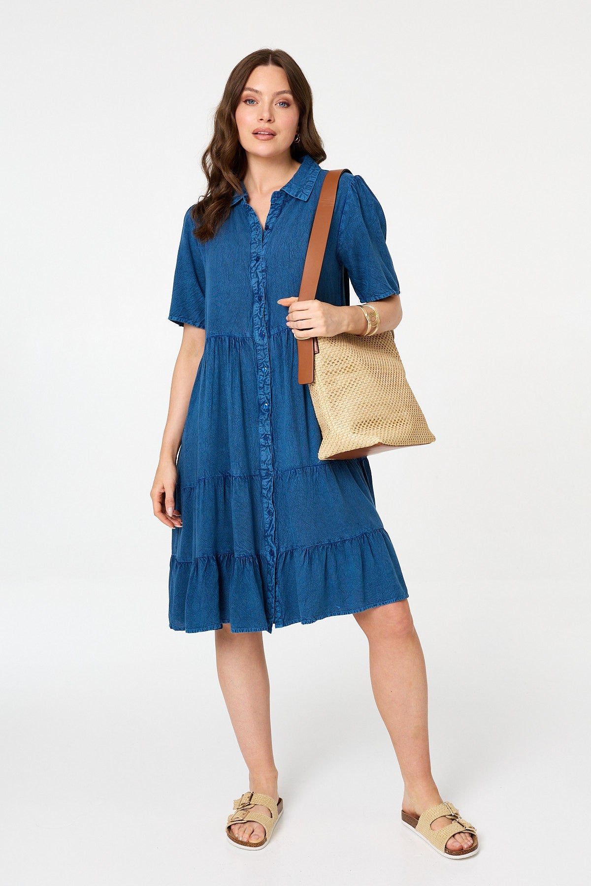 Tiered 1/2 Sleeve Knee Length Dress Back View