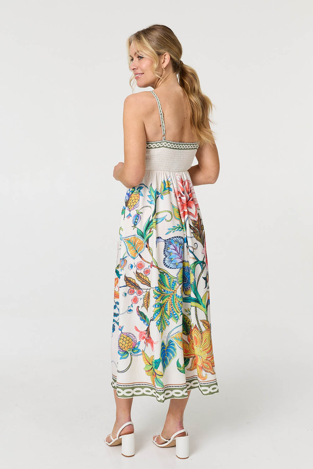 Tropical Print Cami Strap Maxi Dress Side View