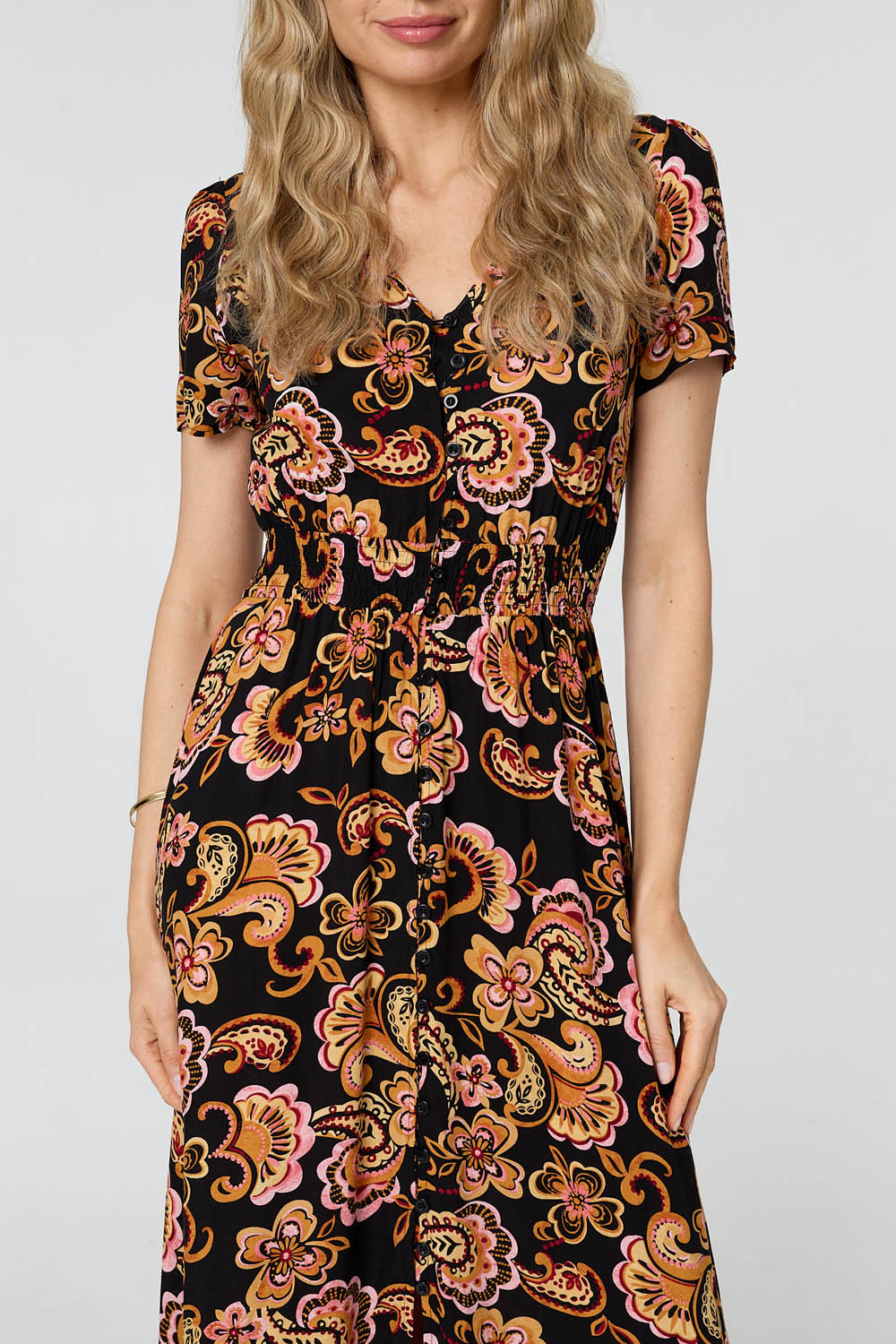Paisley Short Sleeve Maxi Dress Detail View