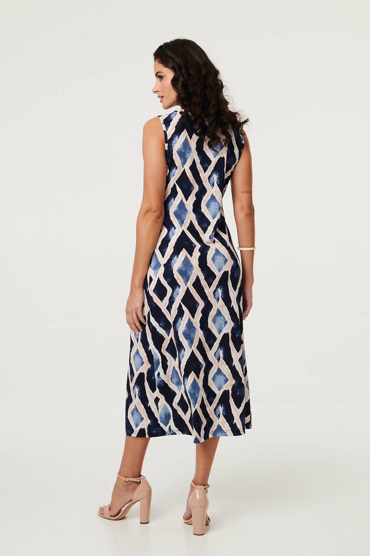 Printed Sleeveless Twist Midi Dress Side View