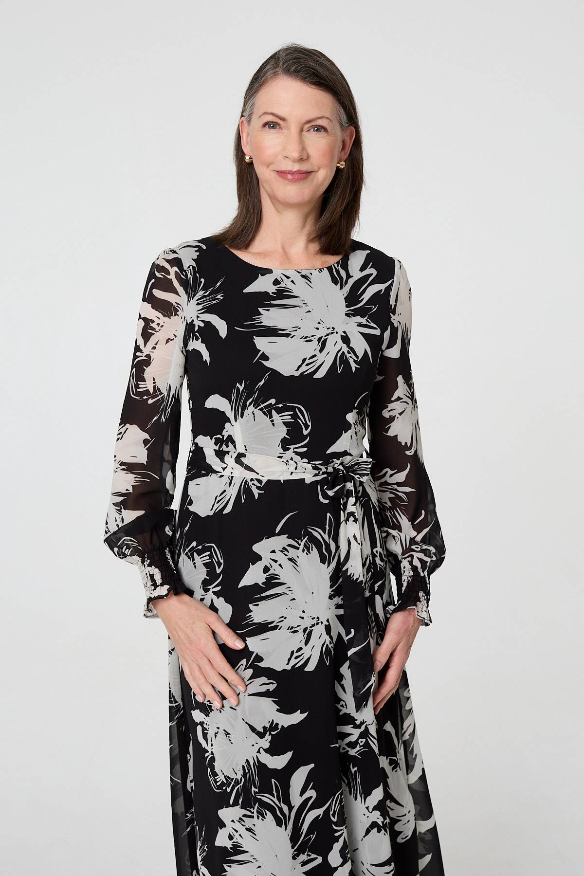 Floral Tie Waist Layered Maxi Dress Back View