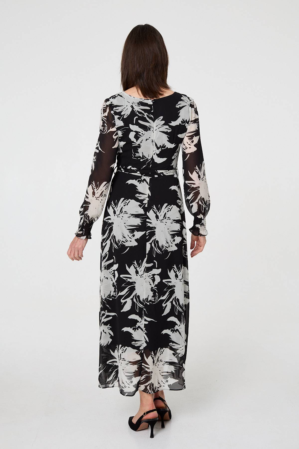 Floral Tie Waist Layered Maxi Dress Side View