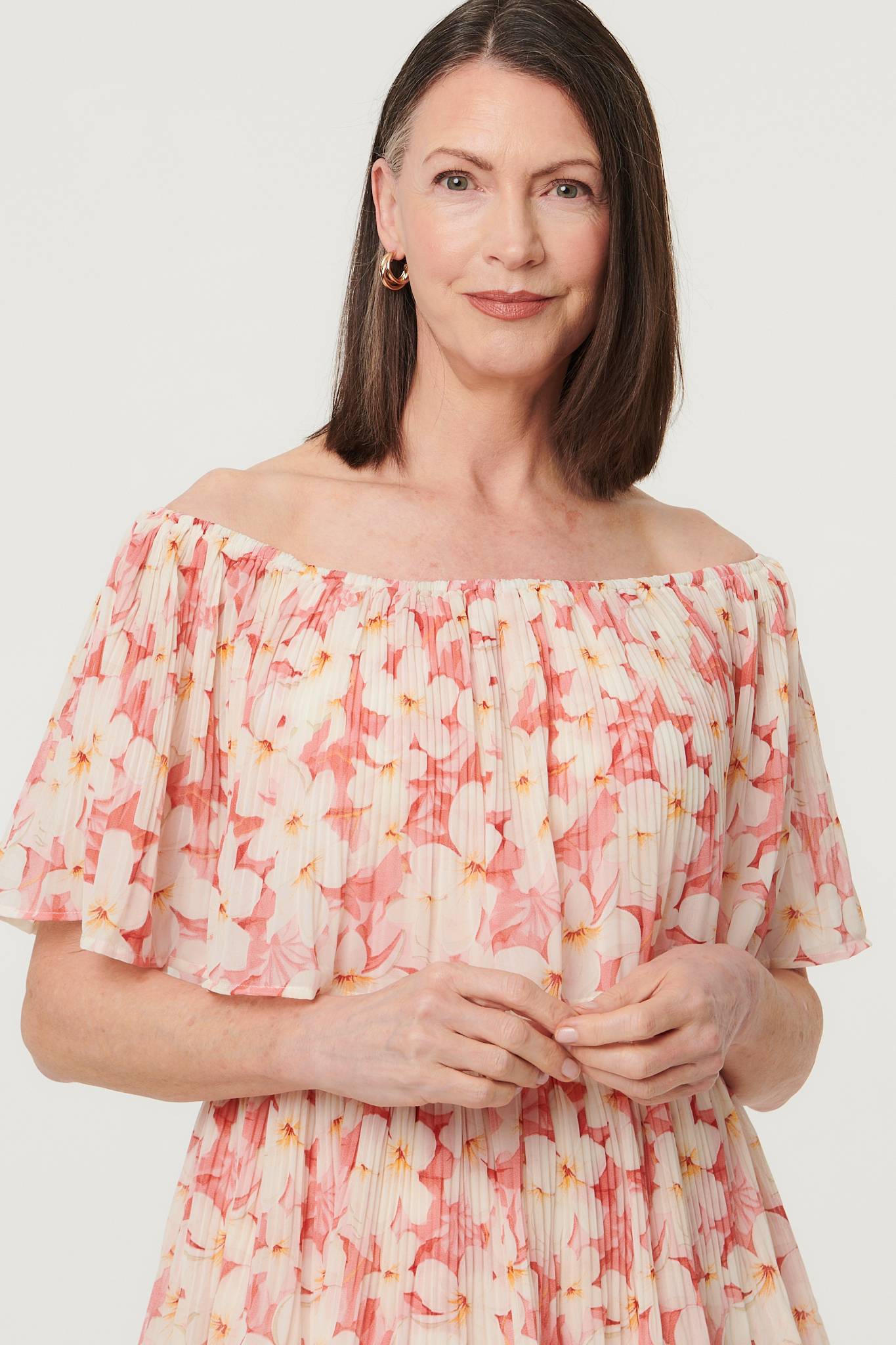 Floral Texture Tiered Midi Dress Styled View