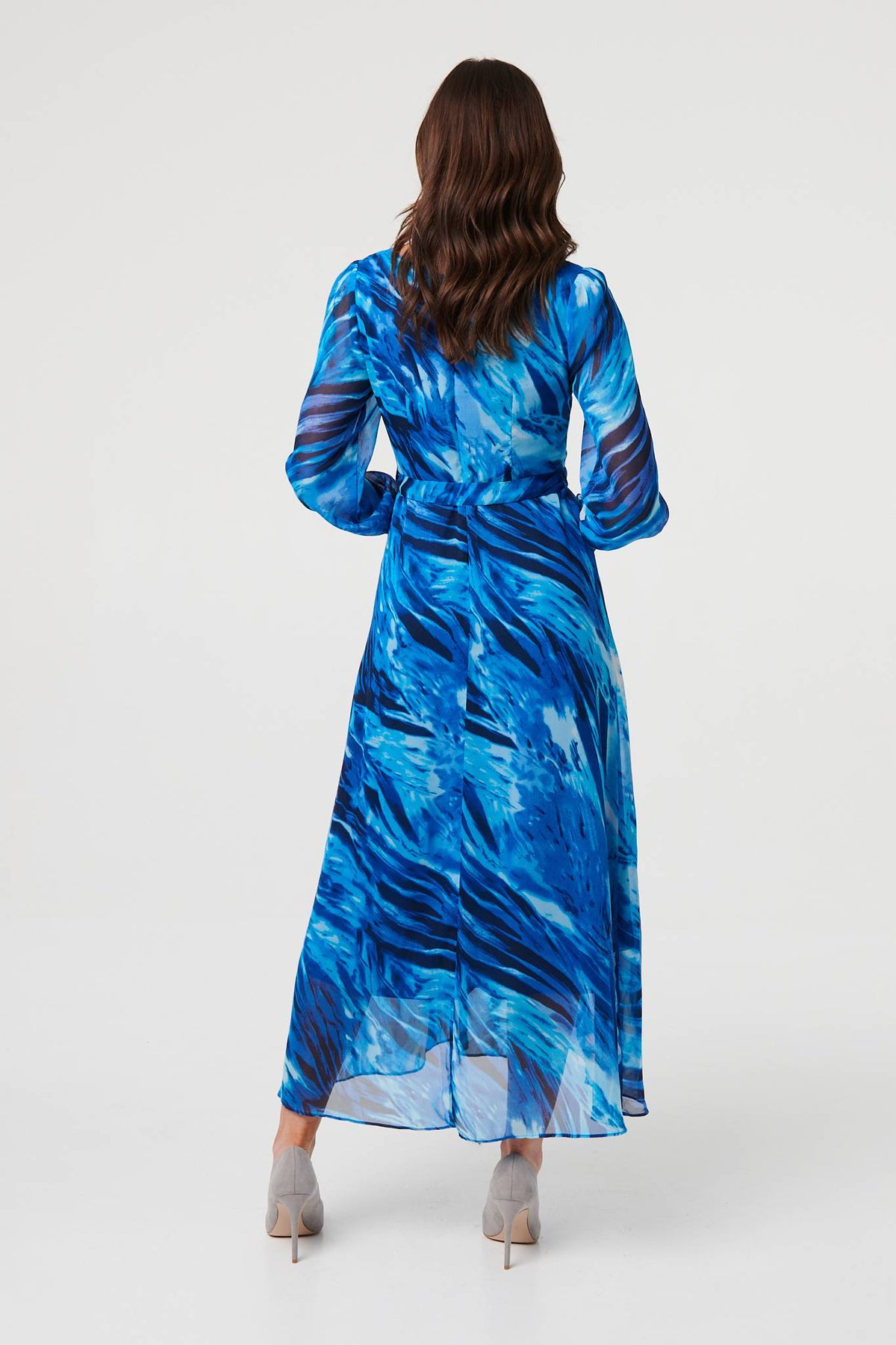 Abstract Semi Sheer Layered Maxi Dress Side View