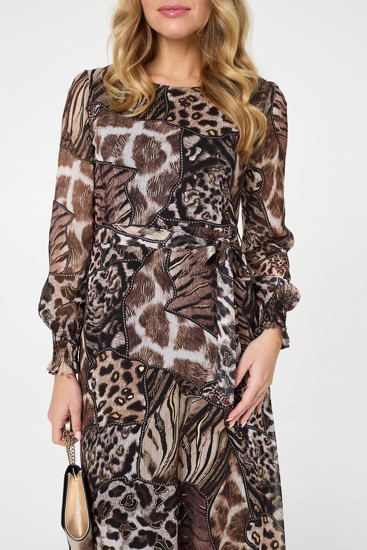 Embellished Animal Print Maxi Dress Side View